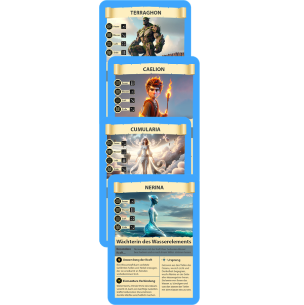 Sammelkarten-Set "Die Elementwächter" (4 Karten)