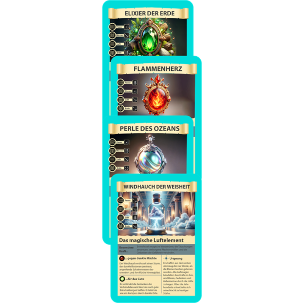 Sammelkarten-Set "Die Magischen Elemente" (4 Karten)