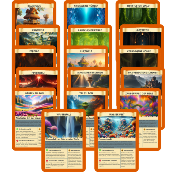 Sammelkarten-Set "Orte & Welten" (17 Karten)